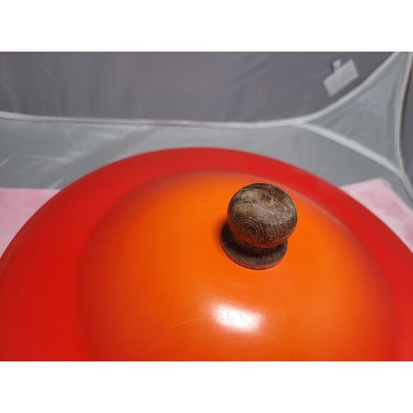 Vintage 1960s Midcentury Modern Red Orange Enamel Chafing Dish - Picture 3 of 7